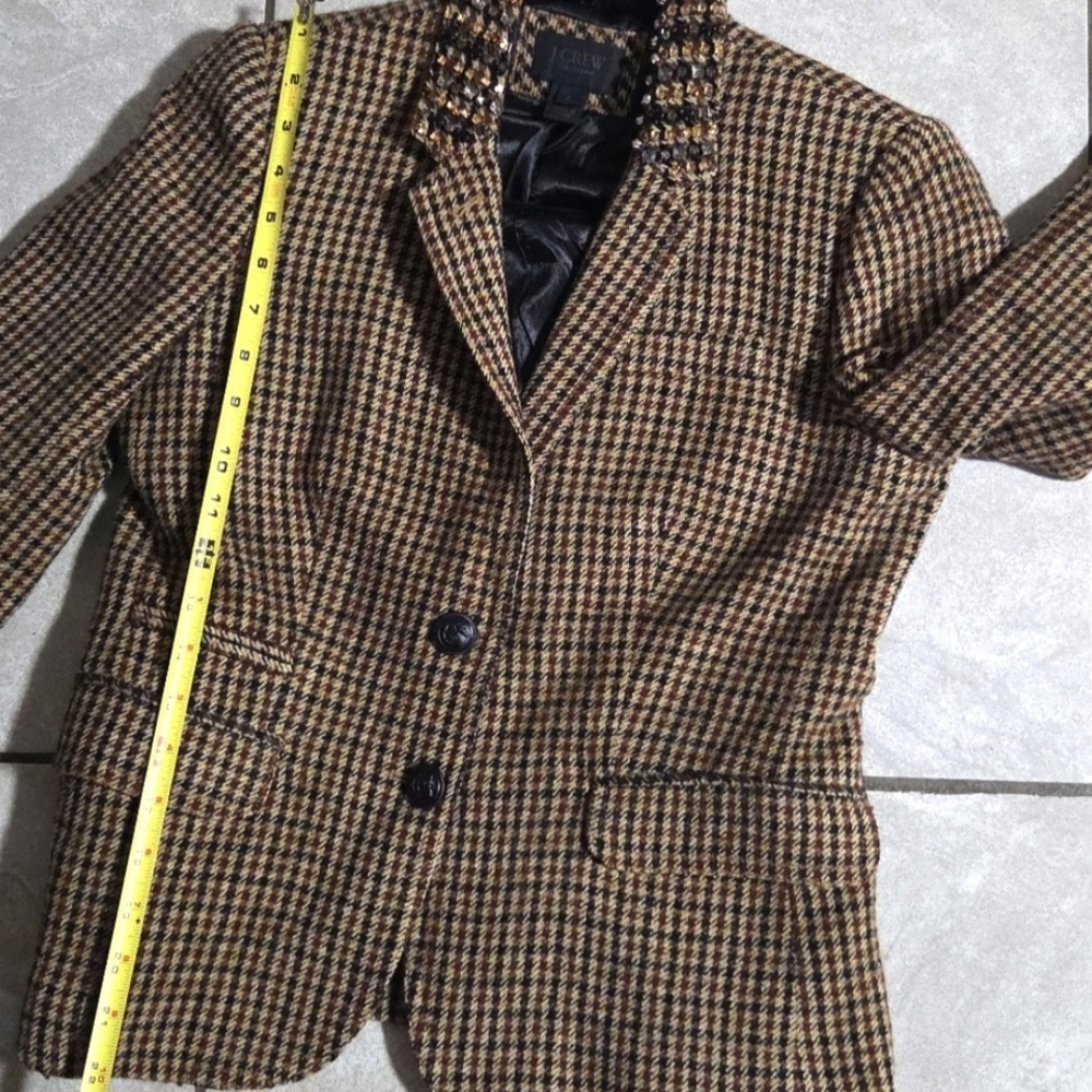 J. Crew Houndstooth Blazer with Embellished Collar